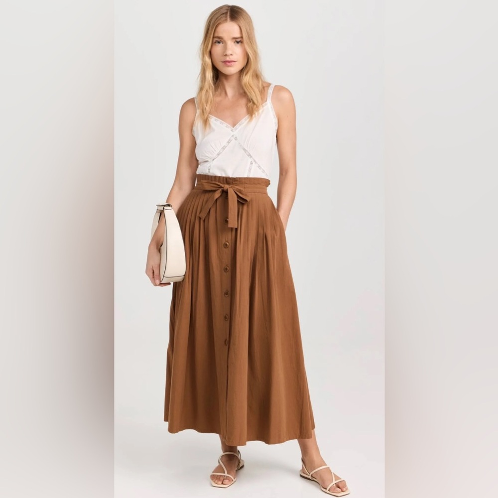 THE GREAT. THE TREELINE SKIRT SUNTAN, SIZE US M / 2